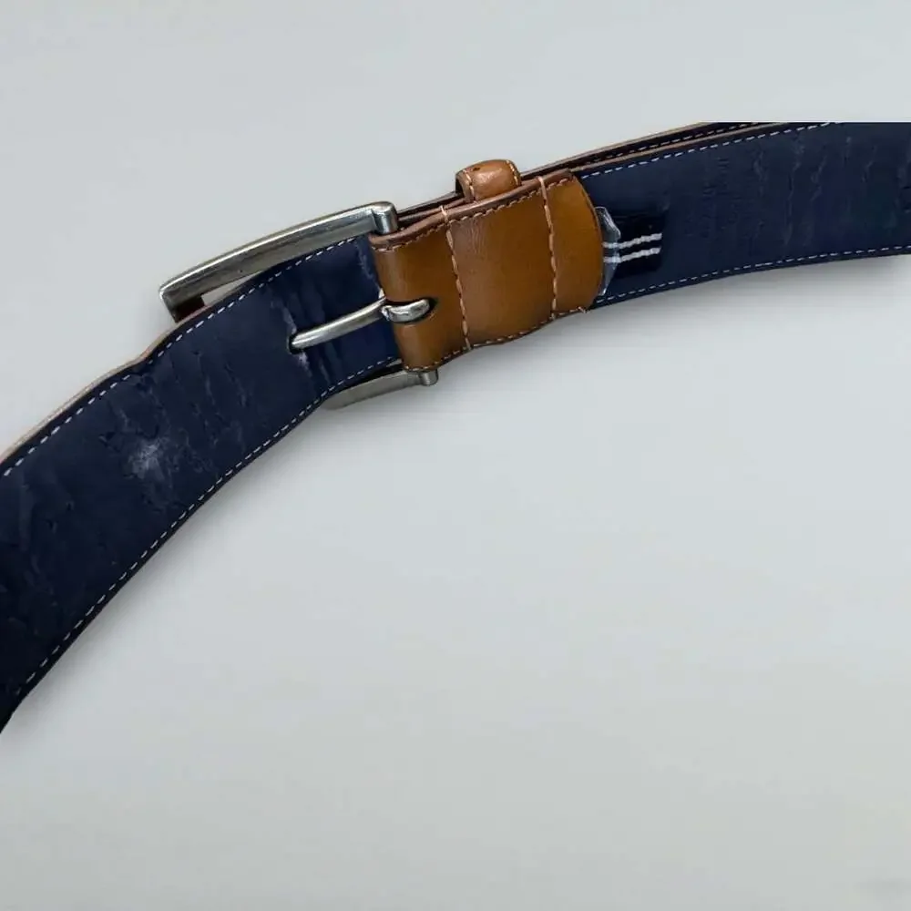 Brown Coated Leather Belt Silver Buckle Anchor Detail Size 44/110